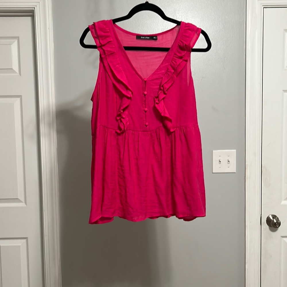 Pink tank top with ruffles